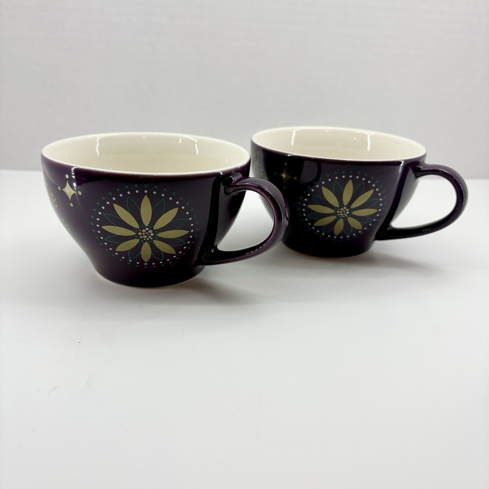 Starbucks Purple & Gold 2006 Holiday Star Coffee‎ Cup/Mug Set Of 2